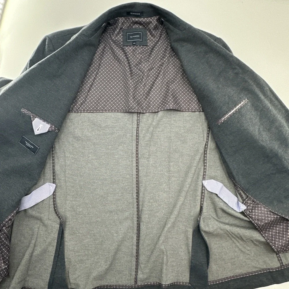7 Diamonds Mannix 4-Way Stretch Blazer Sport Coat Mens 2XL Gray Black‎ Jacket